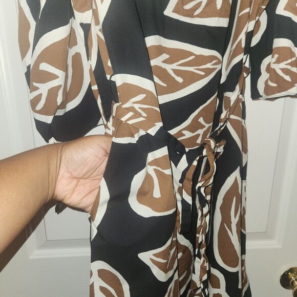 Who What Wear Women’s Long Sleeve Off Shoulder Brown Multicolored Floral MIDI 1X - Picture 4 of 6